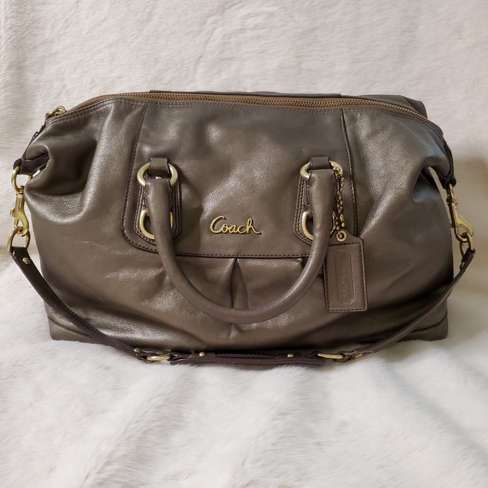Coach F15447 Metallic Taupe Satchel